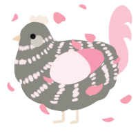 A ash and rose chicken with a bar pattern