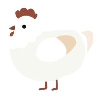 A white and cream chicken with a head pattern