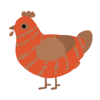 A vermilion and brown chicken with a bar pattern