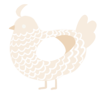 A cream chicken with a lace pattern