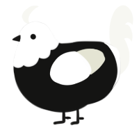 A black and white chicken with a head pattern
