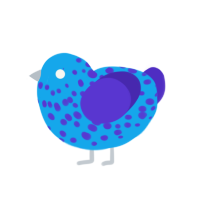 microphage, a sky and indigo chicken with a speckle pattern