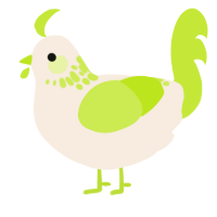 A cream and lime chicken with a neck-speckle pattern