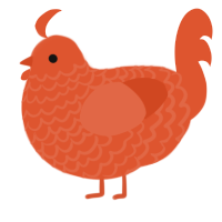 A vermilion chicken with a lace pattern