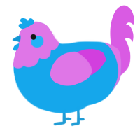 A sky and orchid chicken with a head pattern