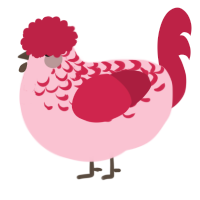A rose and crimson chicken with a half-lace pattern