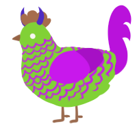 A grass and amethyst chicken with a lace pattern