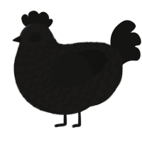 A sable and black chicken with a lace pattern