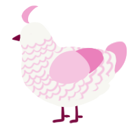 A white and pink chicken with a lace pattern