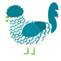 A white and sea chicken with a lace pattern