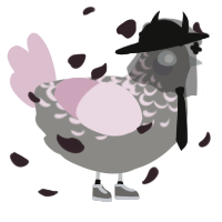 A ash and pink chicken with a half-lace pattern