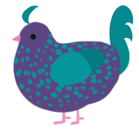 A overcast and teal chicken with a speckle pattern