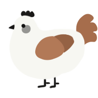 A white and brown chicken