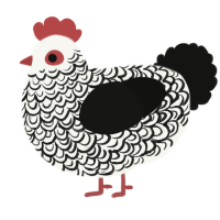 A white and black chicken with a double-lace pattern