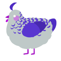A silver and indigo chicken with a half-lace pattern