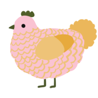 A rose and honey chicken with a lace pattern