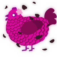 A fuchsia and wine chicken with a lace pattern