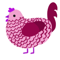 A pink and maroon chicken with a lace pattern
