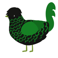 A black and leaf chicken with a lace pattern