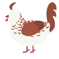 A white and russet chicken with a half-lace pattern