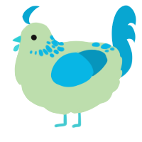 A gluppy and cerulean chicken with a neck-speckle pattern