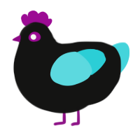 A black and aqua chicken