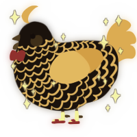 A sable and honey chicken with a lace pattern