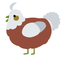 A russet and mist chicken with a head pattern