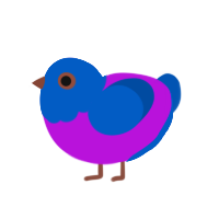 Gum, a amethyst and ultramarine chicken with a head pattern