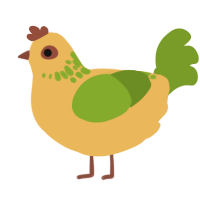 A honey and chartreuse chicken with a neck-speckle pattern