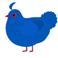 A ultramarine chicken with a double-lace pattern