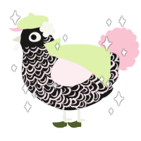 A sable and rose chicken with a double-lace pattern
