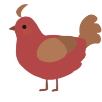 A red and brown chicken