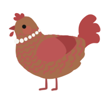 A brown and red chicken with a lace pattern