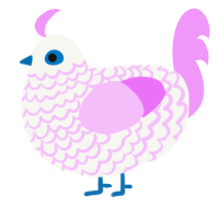A white and lavender chicken with a lace pattern