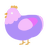 A lilac and lavender chicken with a head pattern