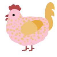 A rose and honey chicken with a speckle pattern