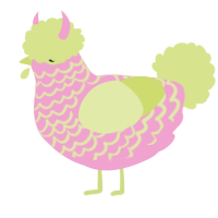 A pink and lemon chicken with a lace pattern
