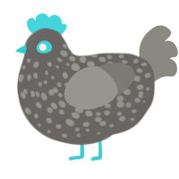 A grey and ash chicken with a speckle pattern