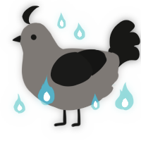 A grey and black chicken
