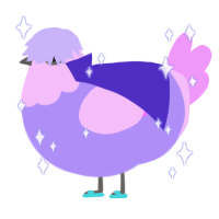 A lilac and lavender chicken with a head pattern