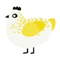 A white and yellow chicken with a half-lace pattern
