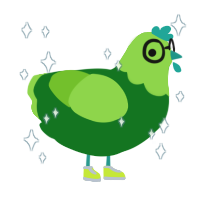 A leaf and grass chicken with a head pattern