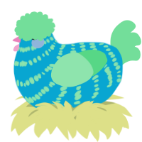 A cerulean and spring chicken with a bar pattern