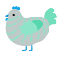 A silver and mint chicken with a bar pattern