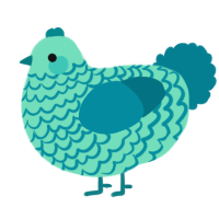 A mint and sea chicken with a lace pattern
