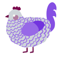 A mist and blurple chicken with a lace pattern