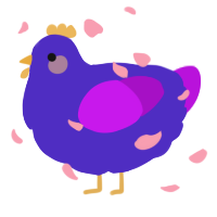 A indigo and amethyst chicken