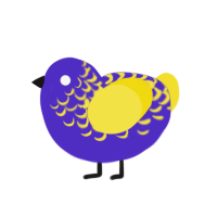 LightUp, a indigo and yellow chicken with a half-lace pattern