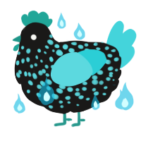 A sable and aqua chicken with a speckle pattern